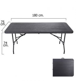 Mesa Plegable Rectangular Gris Antracita 180 x 75 x 74 cm.