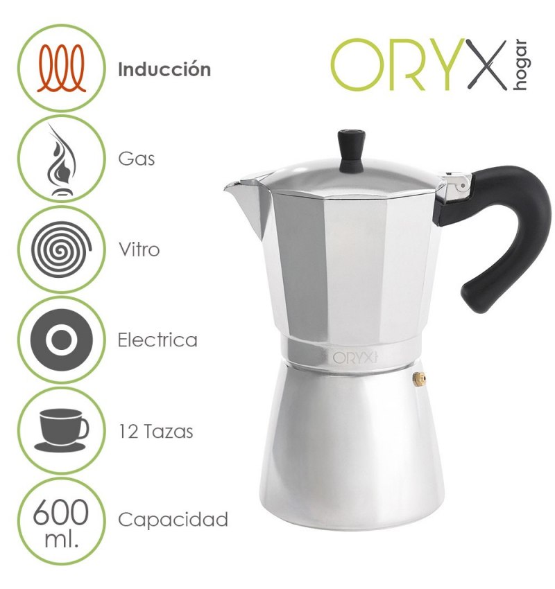 Cafetera Inducción Aluminio  12 Tazas (600 Ml.)