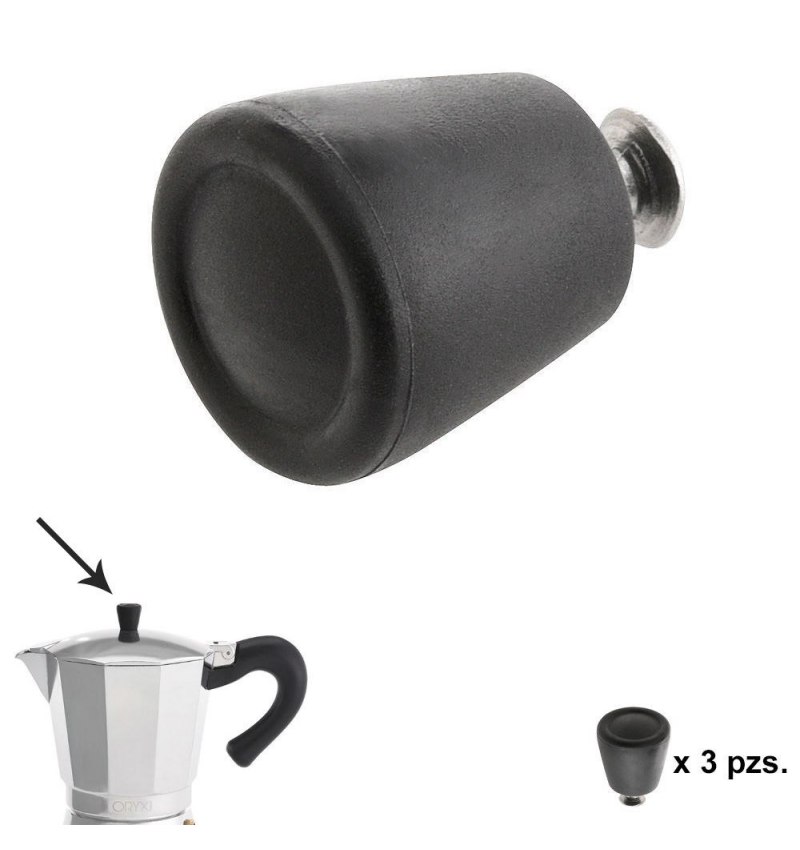 Pomo Cafetera Aluminio Inducción 6 / 9 / 12 Tazas (3 piezas)