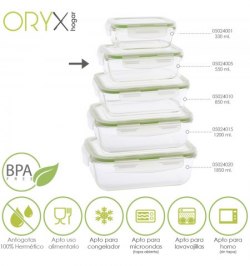 Recipiente Hermetico Cristal Rectangular 550 ml. 16.7 x 11.8 x 6.2 (alt) cm.