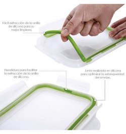 Recipiente Hermetico Cristal Rectangular 1200 ml. 20.4 x 15.4 x 7 (alt) cm. Recipiente Hermetico Cristal Rectangular 1200 ml. 20.4 x 15.4 x 7 (alt) cm.