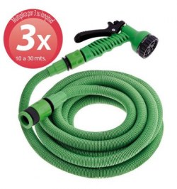 Manguera Extensible Riego Compacto 10 A 30 Metros Con Pistola 7 Posiciones