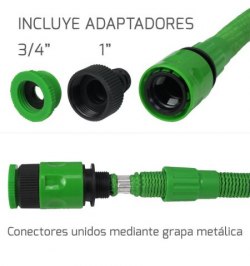 Manguera Extensible Riego Compacto 10 A 30 Metros Con Pistola 7 Posiciones