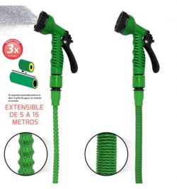 Manguera Extensible Riego Compacto 10 A 30 Metros Con Pistola 7 Posiciones