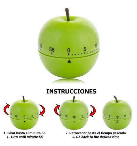 Temporizador Minutero Cocina Manzana Verde 60 Minutos