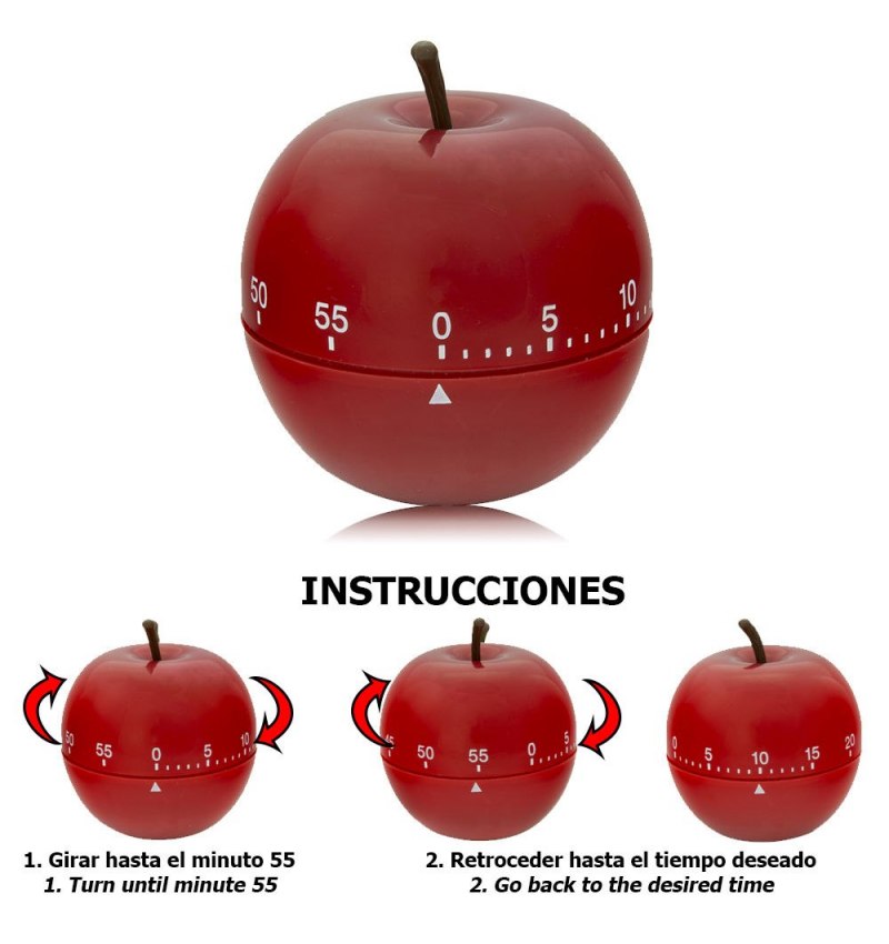 Temporizador Minutero Cocina Manzana Roja 60 Minutos