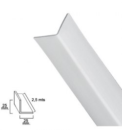 Perfil Pvc Angulo 25x25 mm. Blanco Barra 2,5 metros