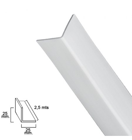Perfil Pvc Angulo 25x25 mm. Blanco Barra 2,5 metros