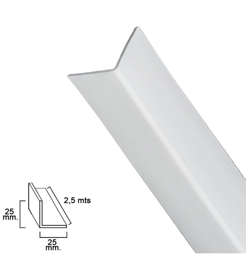 Perfil Pvc Angulo 25x25 mm. Blanco Barra 2,5 metros