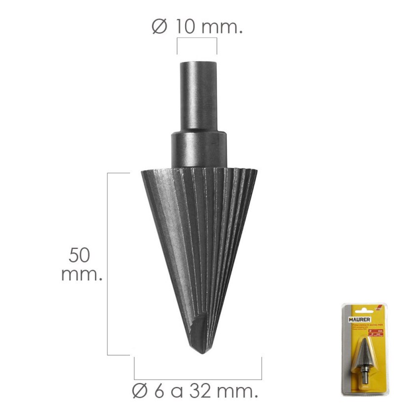 Fresa Conica Hss Ø 6-32 mm. Para Taladro / Fresadora