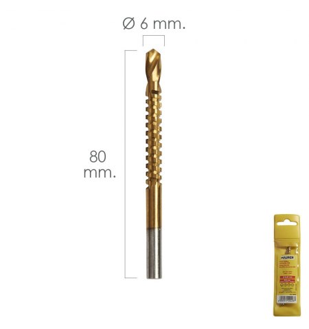 Fresa Rotativa Para Metales HSS  Ø 6 x 80 mm. Para Taladro / Fresadora