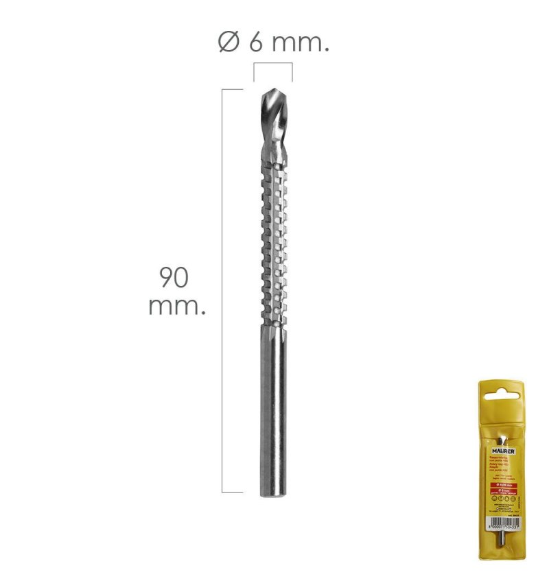 Fresa Rotativa Para Madera Espigada Ø 6 x 90 mm. Para Taladro / Fresadora