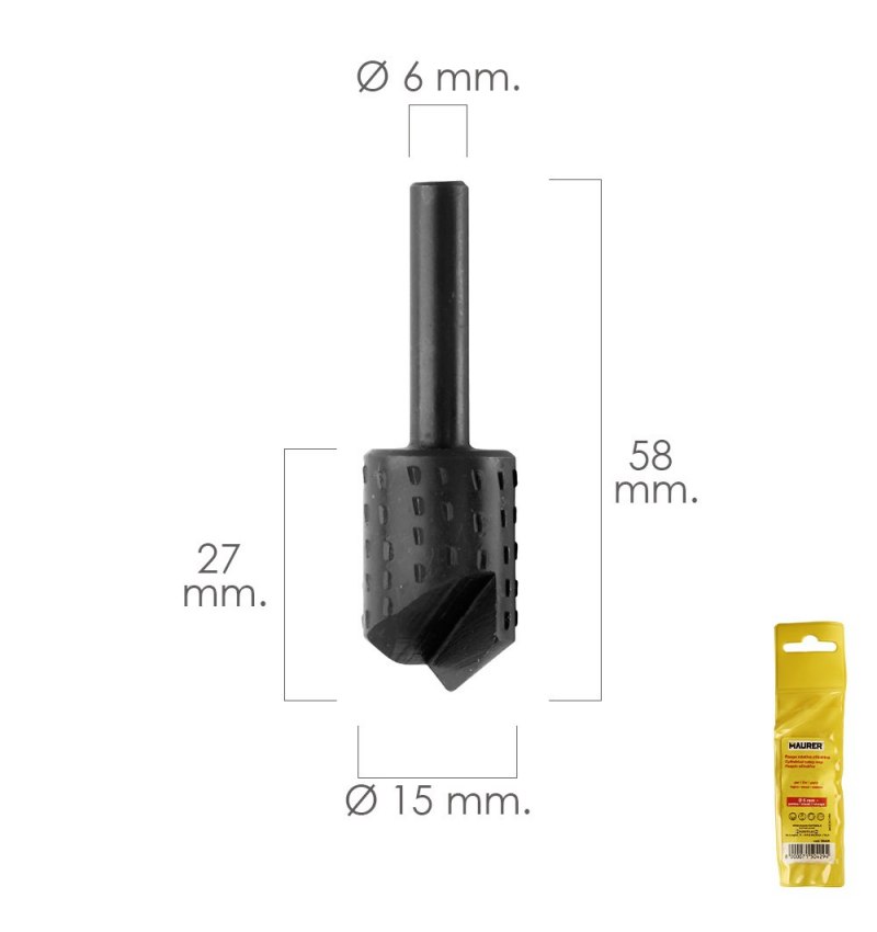 Fresa Rotativa Madera Para Vaciado Ø 15 mm. Para Taladro / Fresadora