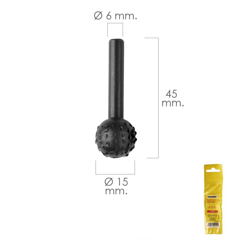 Fresa Rotativa Para Madera Esferica Ø 15 mm. Para Taladro / Fresadora