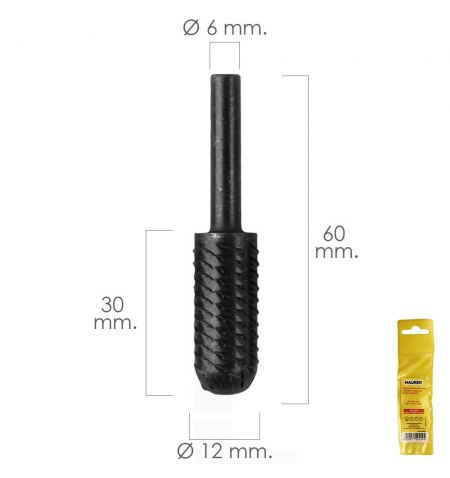 Fresa Rotativa Para Metal Cilindrica Curva Ø 12 mm. Para Taladro / Fresadora