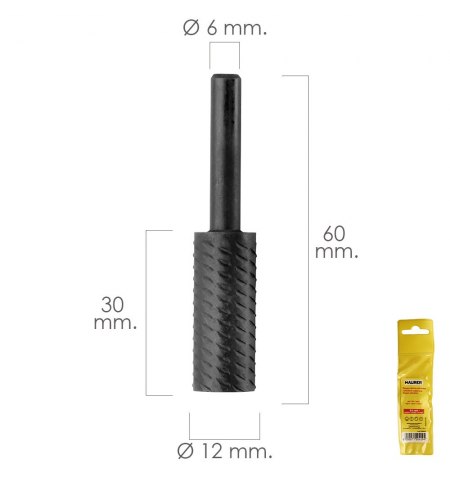 Fresa Rotativa Para Metal Cilindrica Ø 12 mm. Para Taladro / Fresadora