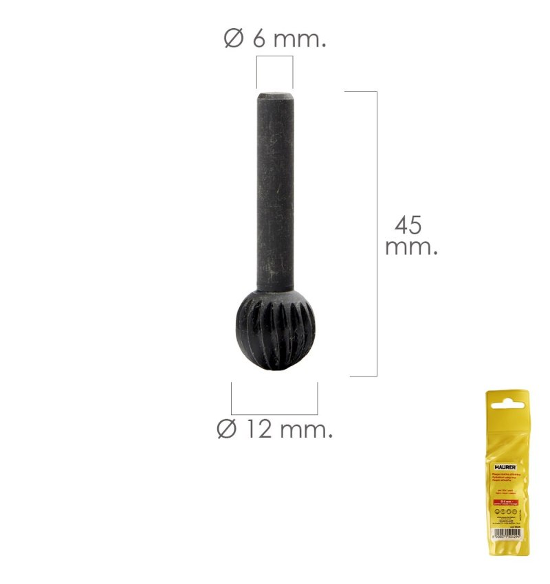 Fresa Rotativa Para Metal Esferica Ø 12 mm. Para Taladro / Fresadora
