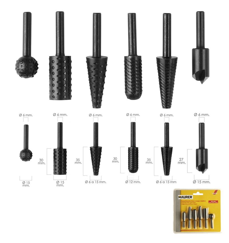 Juego Fresas Rotativas Para Metal y Madera 6 Piezas Para Taladro / Fresadora