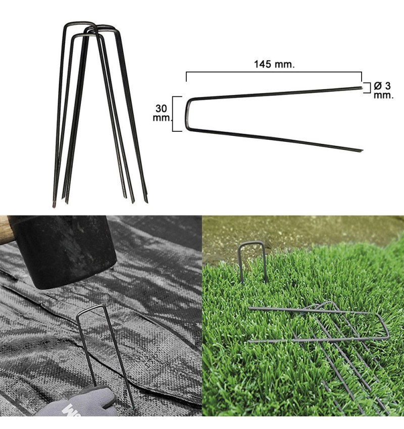 Grapa Metálica Para Fijacion Mallas y Cesped (20 Piezas)