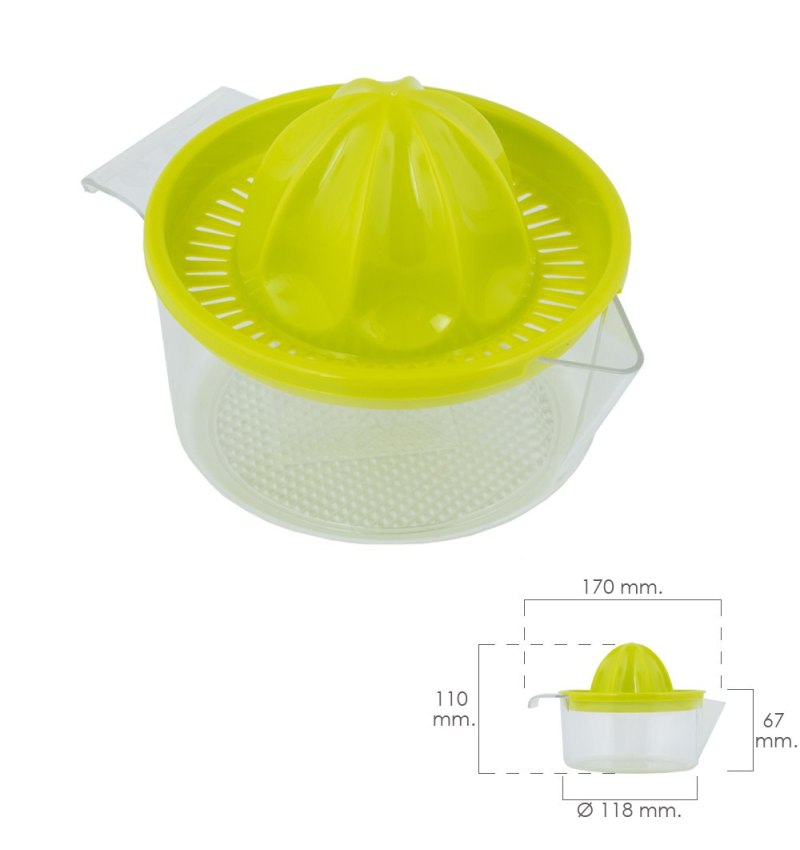 Exprimidor Zumo Manual Frutas Con Jarra Plástico Ø 12 x 11 cm.