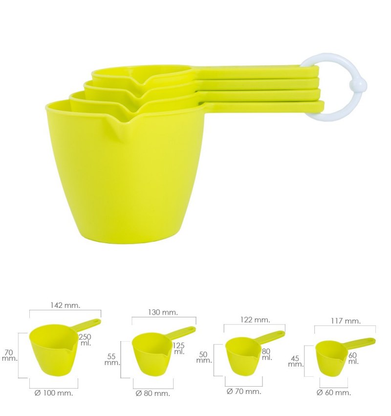 Set 4 Cacitos / Vasos Medidores 60 / 80 / 125 / 250 ml.