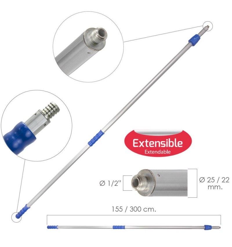 Mango Metálico Extensible Para Cepillo Lava Camiones Wolfpack 155/300 cm. Mango Metálico Extensible Para Cepillo Lava Camiones Wolfpack 155/300 cm.