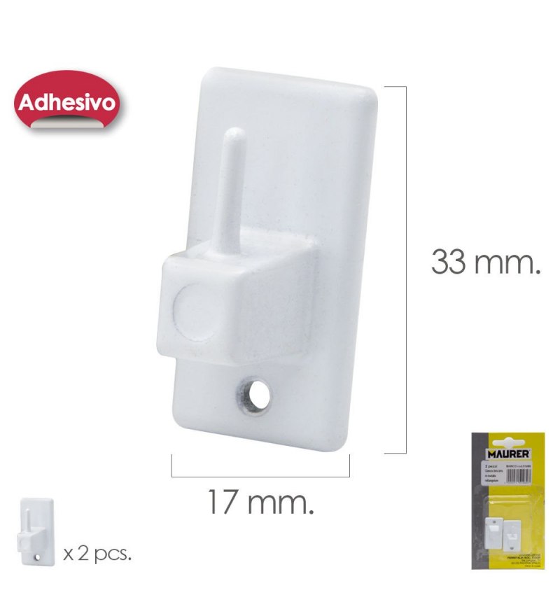 Gancho Visillo / Cortina Adhesivo Blanco (Blister 2 Piezas) Gancho Visillo / Cortina Adhesivo Blanco (Blister 2 Piezas)
