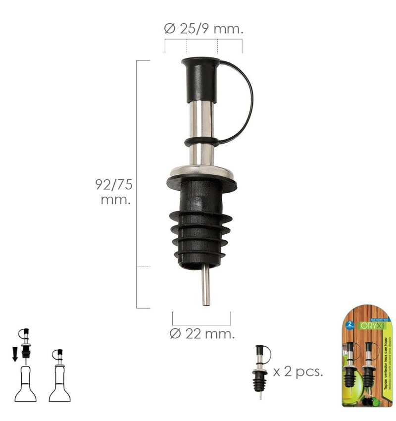 Tapon Vertedor Inoxidable Con Tapadera (2 Unidades)