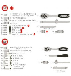 Juego Llaves Vaso 108 piezas 1/2" - 1/4"