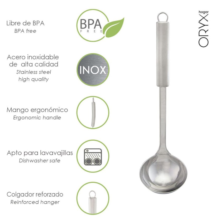 Cucharon Cocina Acero Inoxidable 9x33,5 (Alt.) cm.