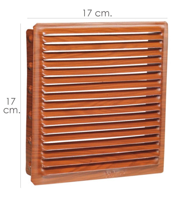 Rejilla Ventilación Empotrar  17x17 cm. Aluminio Madera