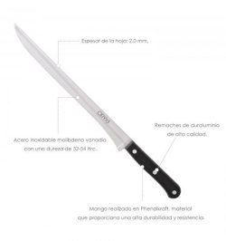 Cuchillo Grenoble Jamonero Hoja Acero Inoxidable 25 cm. Negro
