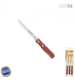 Cuchillo Montana Multiusos Hoja Sierra Acero Inoxidable 11 cm. Mango Madera (Blister 3 piezas)