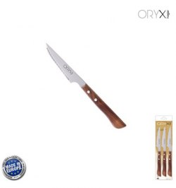 Cuchillo Montana Chuletero Hoja Acero Inoxidable 9 cm. Mango Madera (Blister 3 Piezas)