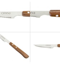 Cuchillo Montana Chuletero Hoja Acero Inoxidable 9 cm. Mango Madera (Blister 3 Piezas)