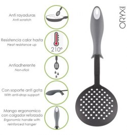 Espumadera Cocina Nylon Con Mango Antigotas Engomado 35 x 11,7 cm.