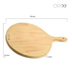 Tabla Cortar Madera De Pino Redonda 36x23x2 cm. Con Mango