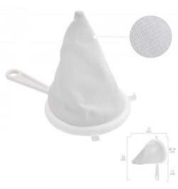 Colador Tela Franela Armazón de Plastico Ø 16 cm. Con 2 Ganchos