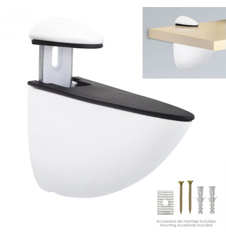 Soporte Pelicano Regulable Para Estante 1 / 35 mm. Blanco  (1 Pieza)