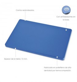 Tabla Cortar Polietileno 35x25x1,5 cm.  Color Azul