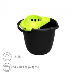 Cubo Fregona Con Escurridor Redondo 14 Litros