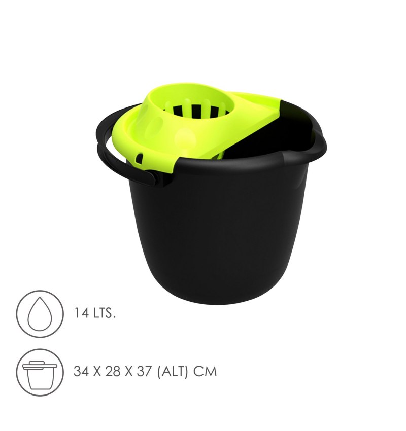 Cubo Fregona Con Escurridor Redondo 14 Litros