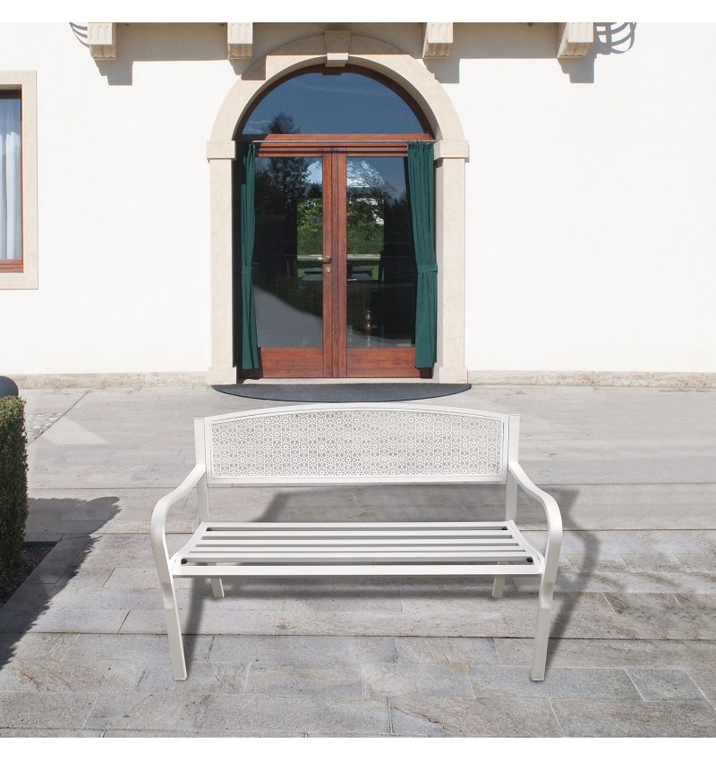 Banco Jardin Papillon Dothan Blanco 128x56x85 (Alt.) cm.