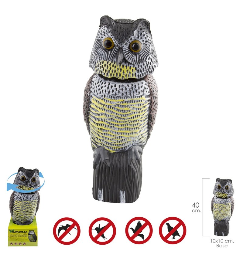 Buho Ahuyentador de Pajaros / Aves Con Cabeza Giratoria 40 cm.