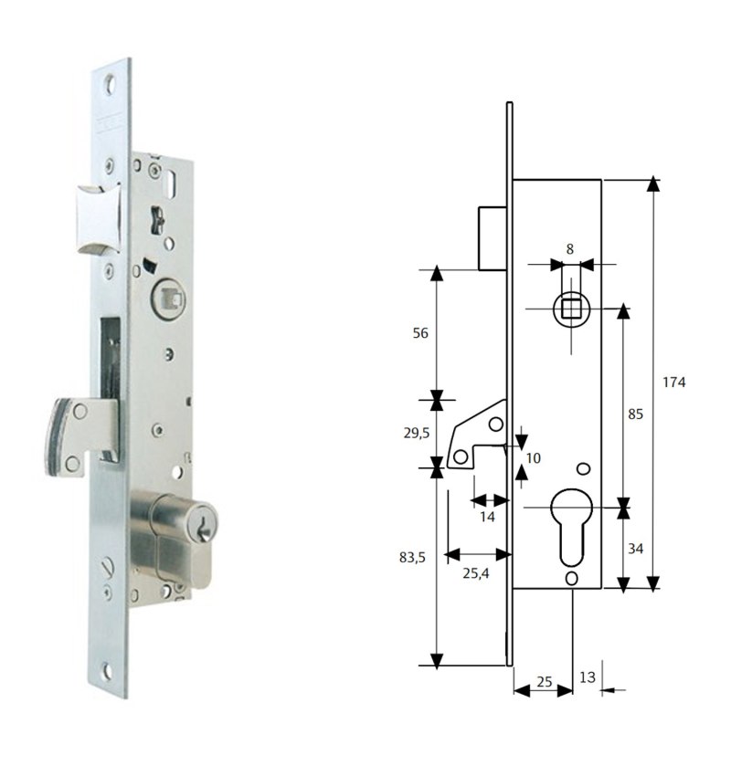 Cerradura Tesa 2240 25 Acero Inoxidable