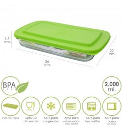 Fuente Cristal Rectangular Con Tapa 2 Litros 36 x 22 x 6.5 (Alt) cm. Fuente Cristal Rectangular Con Tapa 2 Litros 36 x 22 x 6.5 (Alt) cm.