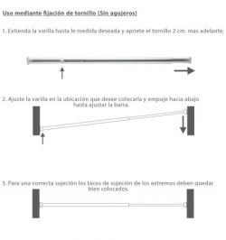 Barra Visillo Extensible 52.5/90 cm. Con Muelle Presion Ajustable  (1 Pieza)