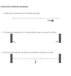 Barra Visillo Extensible 70/88 cm. Con Soporte, Sin Muelle (2 piezas)