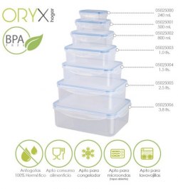 Recipiente Hermetico Plastico Rectangular 240 ml. 12.5x8.5x4.5 (Alt.) cm.