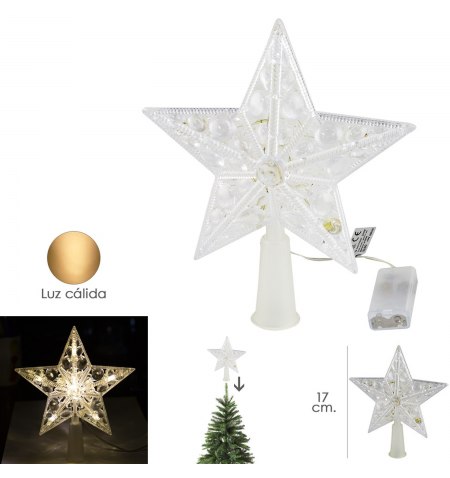 Luces Navidad Estrella Para Arbol Luz Cálida A Pilas